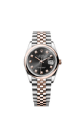 Rolex Two-Tone (RG/SS) Datejust - 36mm - Bright black Diamond Dial - Jubilee