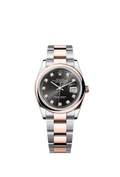 Rolex Two-Tone (RG/SS) Datejust - 36mm - Bright black Diamond Dial - Oyster