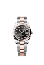 Rolex Two-Tone (RG/SS) Datejust - 36mm - Bright black Diamond Dial - Oyster