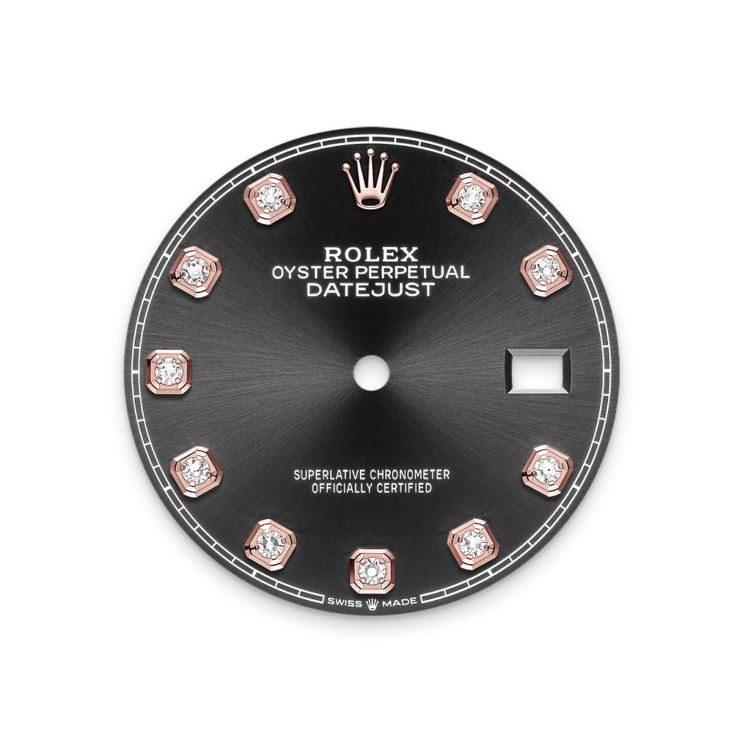Rolex Two-Tone (RG/SS) Datejust - 36mm - Bright black Diamond Dial - Oyster