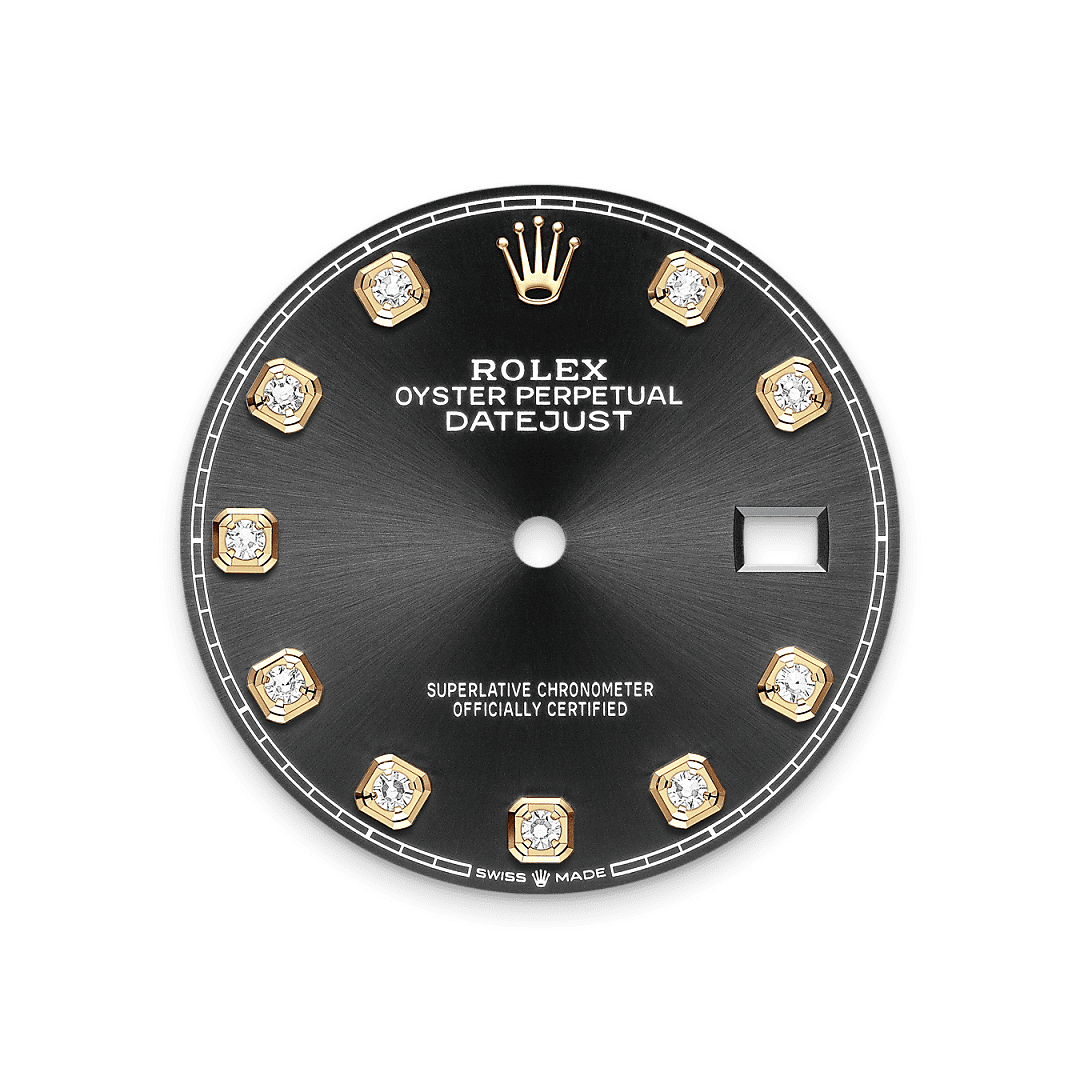 Rolex Two-Tone (YG/SS) Datejust - 36mm - Bright black Diamond Dial - Jubilee