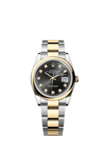 Rolex Two-Tone (YG/SS) Datejust - 36mm - Bright black Diamond Dial - Oyster