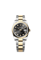 Rolex Two-Tone (YG/SS) Datejust - 36mm - Bright black Diamond Dial - Oyster