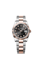 Rolex Two-Tone (RG/SS) Datejust - 36mm - Bright black Diamond Dial - Oyster