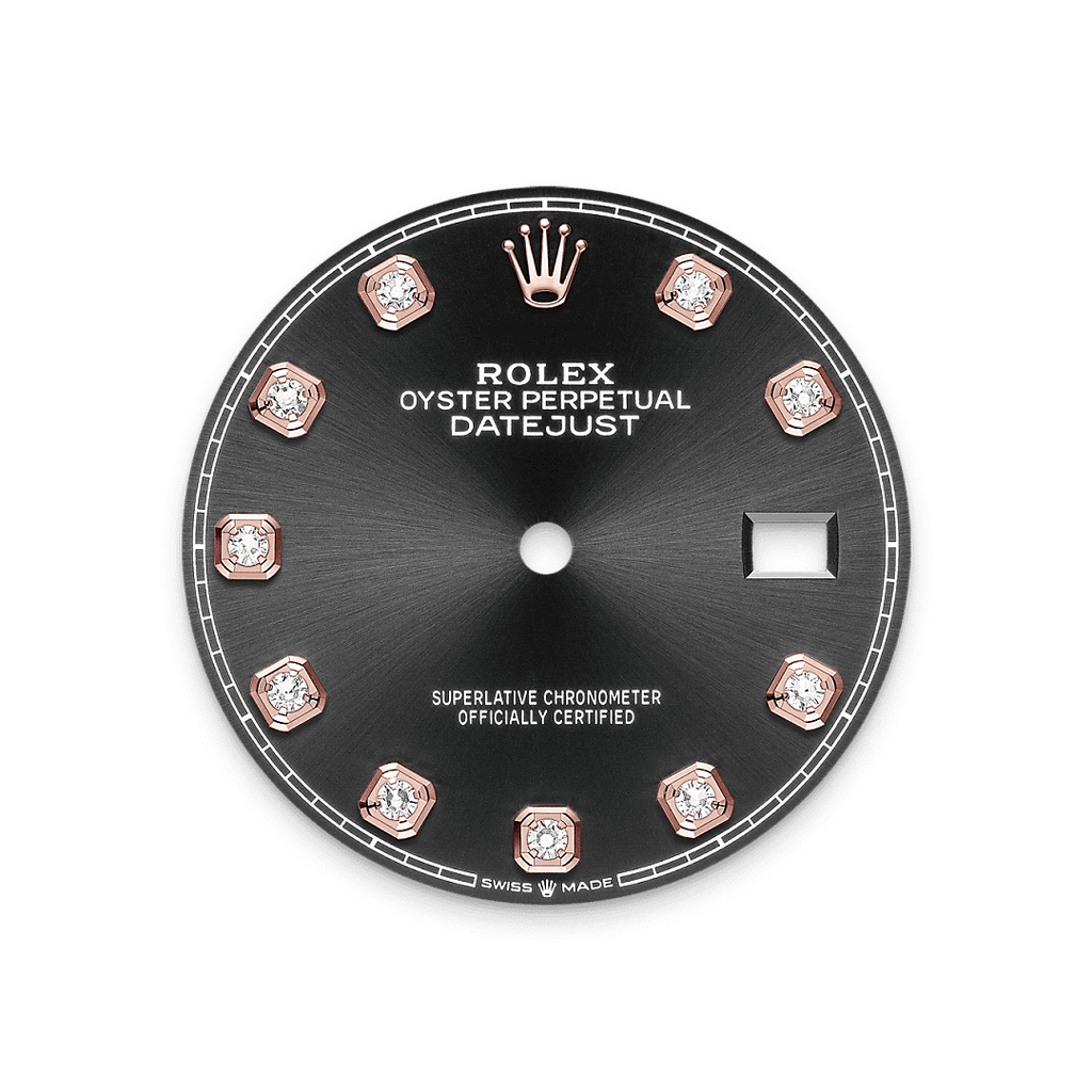 Rolex Two-Tone (RG/SS) Datejust - 36mm - Bright black Diamond Dial - Oyster