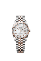 Rolex Two-Tone (RG/SS) Datejust - 36mm - White mother-of-pearl Diamond Dial - Jubilee