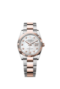Rolex Two-Tone (RG/SS) Datejust - 36mm - White mother-of-pearl Diamond Dial - Oyster
