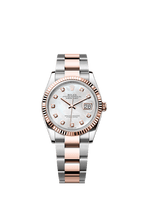 Rolex Two-Tone (RG/SS) Datejust - 36mm - White mother-of-pearl Diamond Dial - Oyster