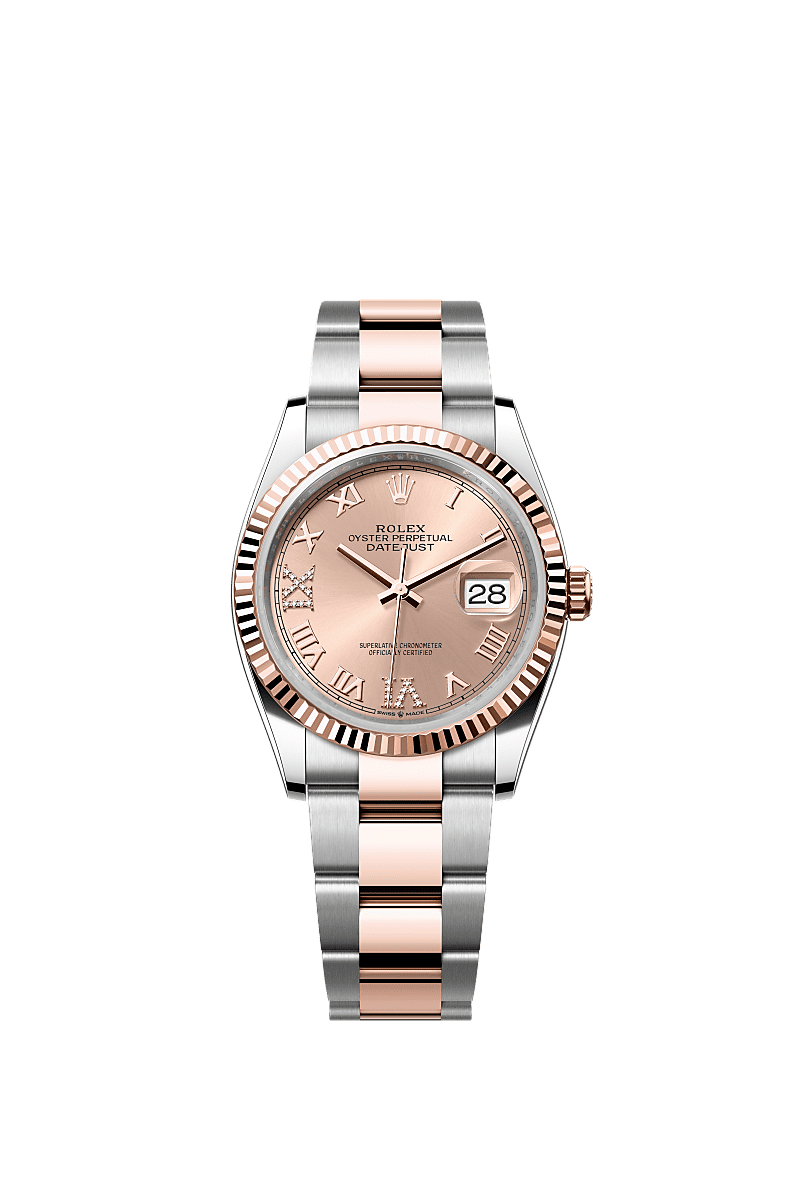 Rolex Two-Tone (RG/SS) Datejust - 36mm - Rosé-colour Diamond Dial - Oyster
