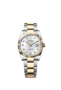 Rolex Two-Tone (YG/SS) Datejust - 36mm - White mother-of-pearl Diamond Dial - Oyster