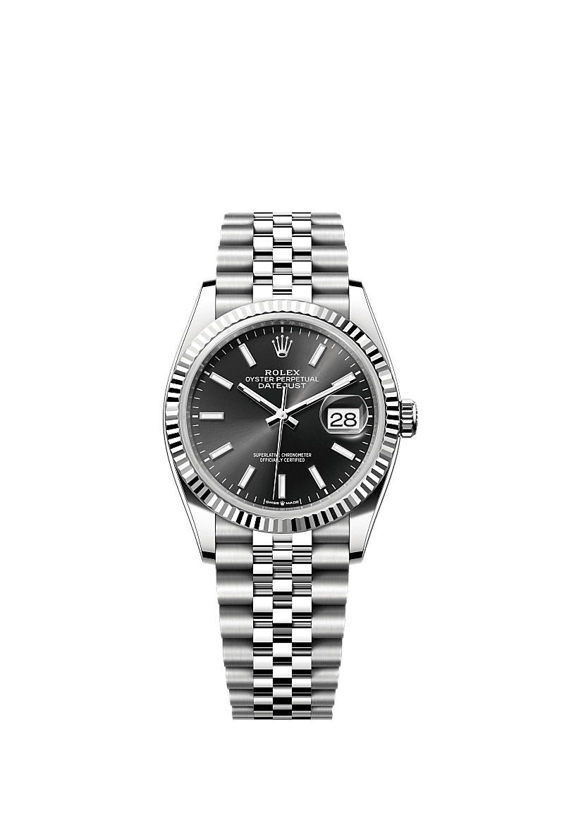 Rolex Stainless Steel Datejust - 36mm - Bright black - Jubilee