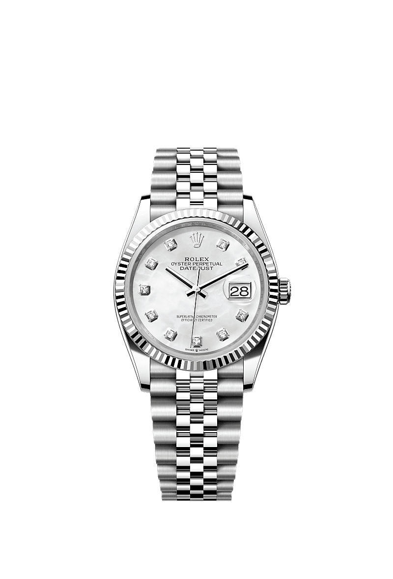 Rolex Stainless Steel Datejust - 36mm - White mother-of-pearl Diamond Dial - Jubilee