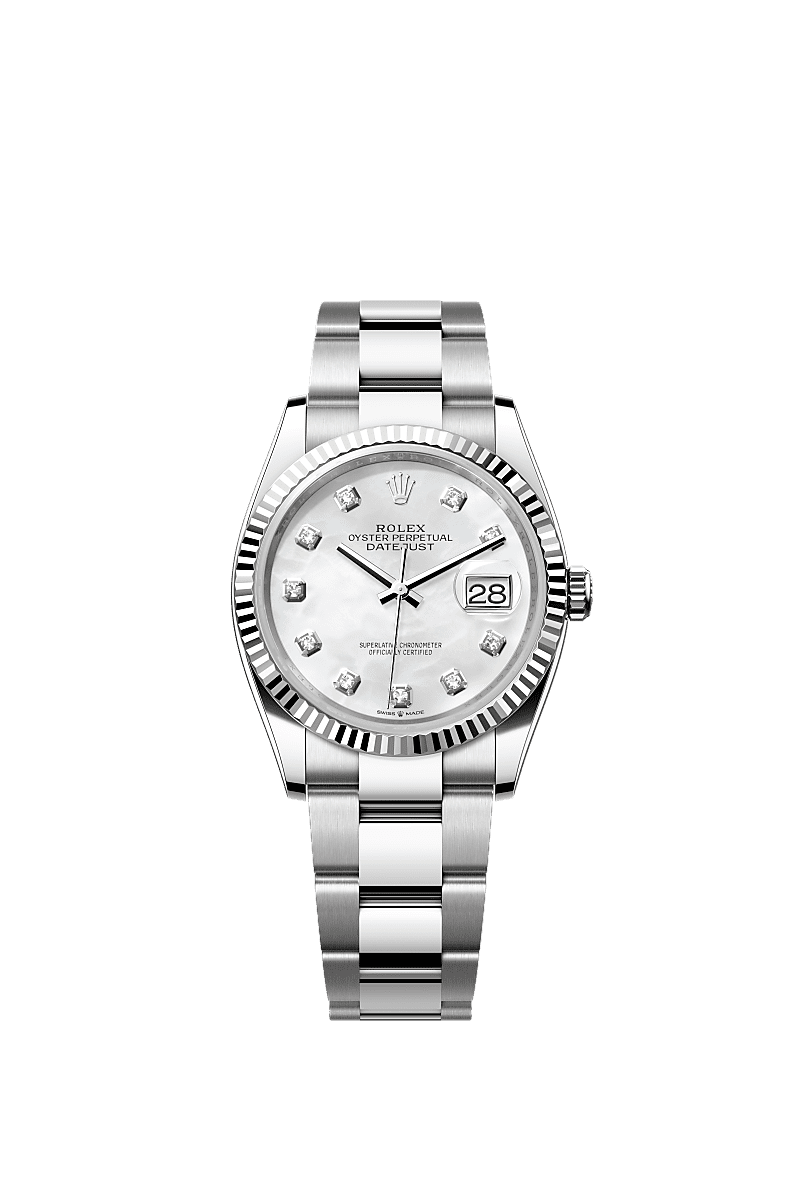 Rolex Stainless Steel Datejust - 36mm - White mother-of-pearl Diamond Dial - Oyster