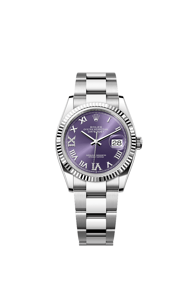 Rolex Stainless Steel Datejust - 36mm - Aubergine Diamond Dial - Oyster