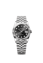Rolex Stainless Steel Datejust - 36mm - Bright black Diamond Dial - Jubilee