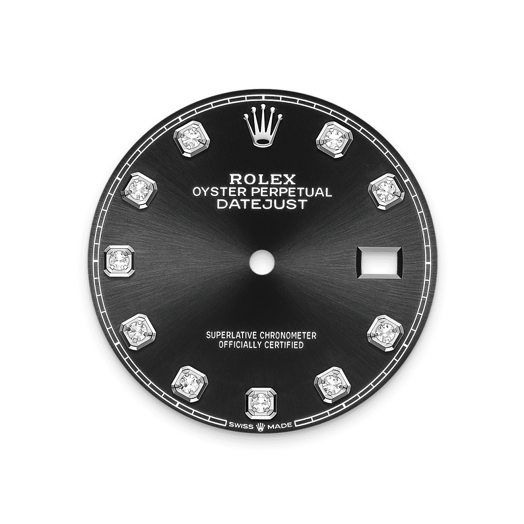 Rolex Stainless Steel Datejust - 36mm - Bright black Diamond Dial - Jubilee
