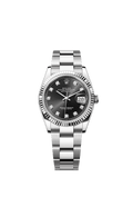 Rolex Stainless Steel Datejust - 36mm - Bright black Diamond Dial - Oyster