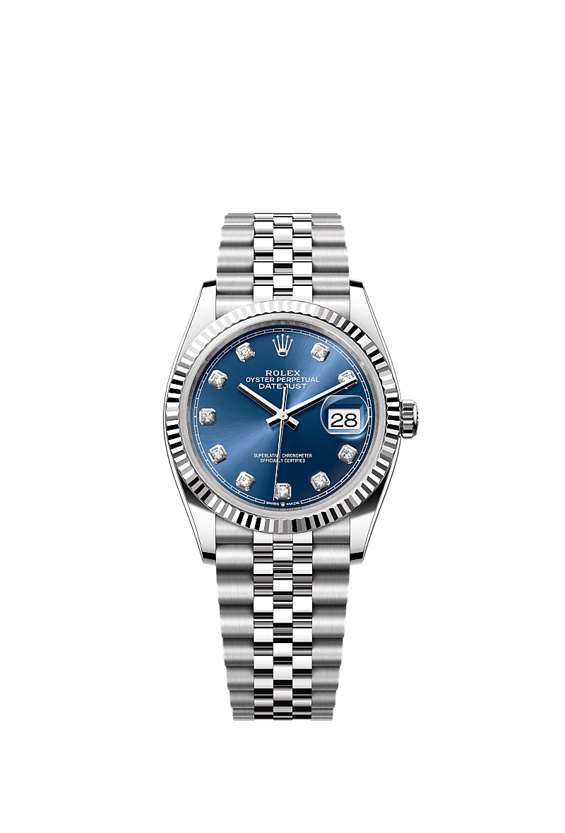 Rolex Stainless Steel Datejust - 36mm - Bright blue Diamond Dial - Jubilee