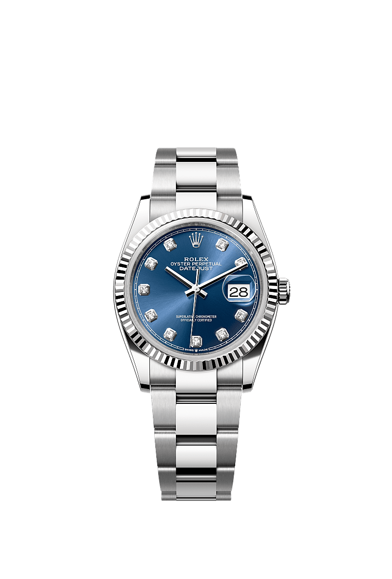 Rolex Stainless Steel Datejust - 36mm - Bright blue Diamond Dial - Oyster