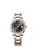 Rolex Two-Tone (RG/SS) Datejust - 36mm - Bright black Diamond Dial - Oyster