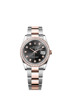 Rolex Two-Tone (RG/SS) Datejust - 36mm - Bright black Diamond Dial - Oyster