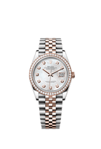 Rolex Two-Tone (RG/SS) Datejust - 36mm - White mother-of-pearl Diamond Dial - Jubilee