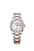 Rolex Two-Tone (RG/SS) Datejust - 36mm - White mother-of-pearl Diamond Dial - Oyster