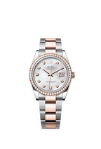 Rolex Two-Tone (RG/SS) Datejust - 36mm - White mother-of-pearl Diamond Dial - Oyster