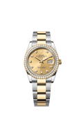 Rolex Two-Tone (YG/SS) Datejust - 36mm - Champagne-colour Diamond Dial - Oyster