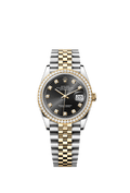 Rolex Two-Tone (YG/SS) Datejust - 36mm - Bright black Diamond Dial - Jubilee