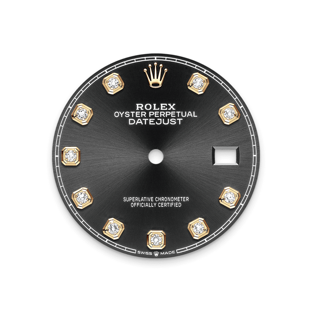 Rolex Two-Tone (YG/SS) Datejust - 36mm - Bright black Diamond Dial - Jubilee