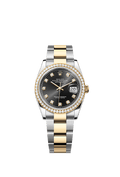 Rolex Two-Tone (YG/SS) Datejust - 36mm - Bright black Diamond Dial - Oyster