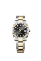Rolex Two-Tone (YG/SS) Datejust - 36mm - Bright black Diamond Dial - Oyster