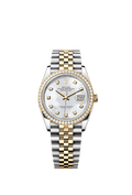 Rolex Two-Tone (YG/SS) Datejust - 36mm - White mother-of-pearl Diamond Dial - Jubilee