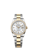 Rolex Two-Tone (YG/SS) Datejust - 36mm - White mother-of-pearl Diamond Dial - Oyster