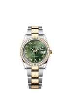 Rolex Two-Tone (YG/SS) Datejust - 36mm - Olive green Diamond Dial - Oyster