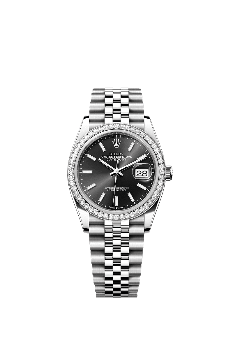 Rolex Stainless Steel Datejust - 36mm - Bright black - Jubilee