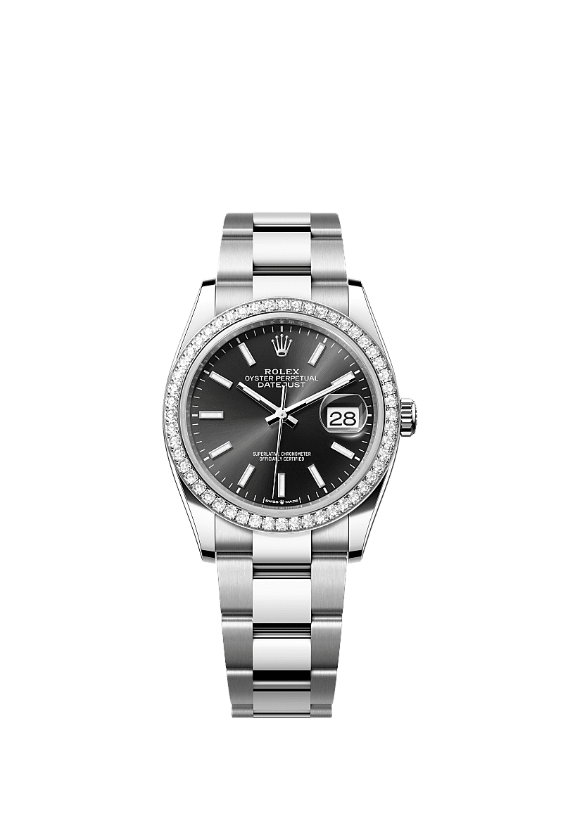 Rolex Stainless Steel Datejust - 36mm - Bright black - Oyster