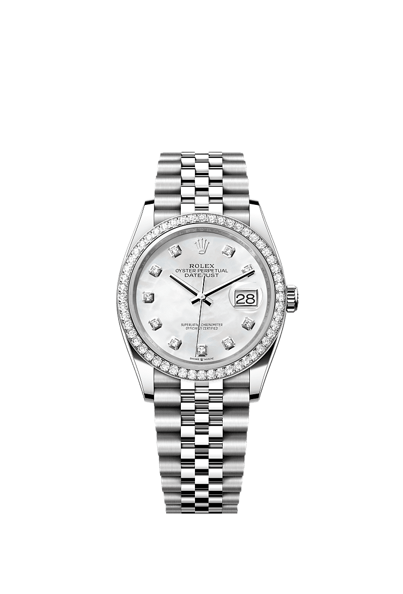 Rolex Stainless Steel Datejust - 36mm - White mother-of-pearl Diamond Dial - Jubilee