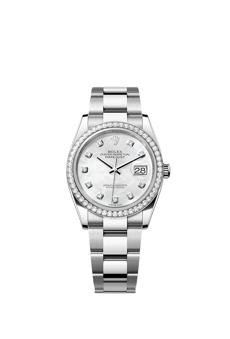 Rolex Stainless Steel Datejust - 36mm - White mother-of-pearl Diamond Dial - Oyster
