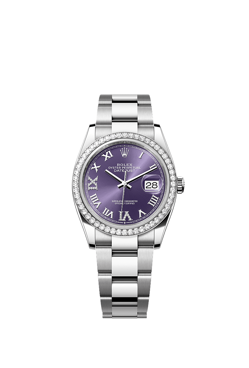Rolex Stainless Steel Datejust - 36mm - Aubergine Diamond Dial - Oyster