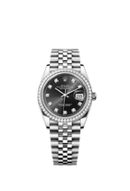 Rolex Stainless Steel Datejust - 36mm - Bright black Diamond Dial - Jubilee