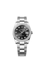 Rolex Stainless Steel Datejust - 36mm - Bright black Diamond Dial - Oyster