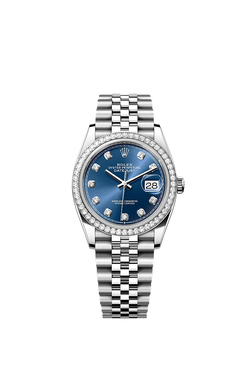 Rolex Stainless Steel Datejust - 36mm - Bright blue Diamond Dial - Jubilee