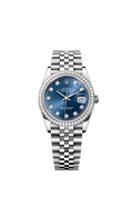 Rolex Stainless Steel Datejust - 36mm - Bright blue Diamond Dial - Jubilee
