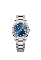 Rolex Stainless Steel Datejust - 36mm - Bright blue Diamond Dial - Oyster