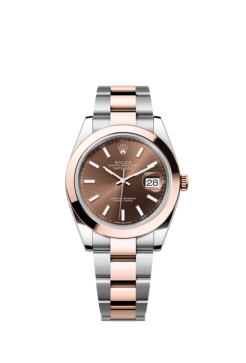 Rolex Two-Tone (RG/SS) Datejust - 41mm - Chocolate - Oyster