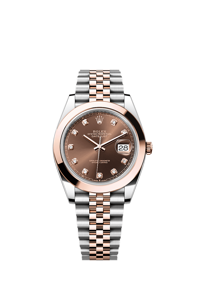 Rolex Two-Tone (RG/SS) Datejust - 41mm - Chocolate Diamond Dial - Jubilee