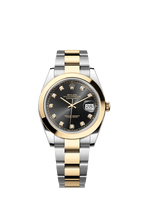 Rolex Two-Tone (YG/SS) Datejust - 41mm - Bright black Diamond Dial - Oyster