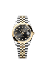 Rolex Two-Tone (YG/SS) Datejust - 41mm - Bright black Diamond Dial - Jubilee